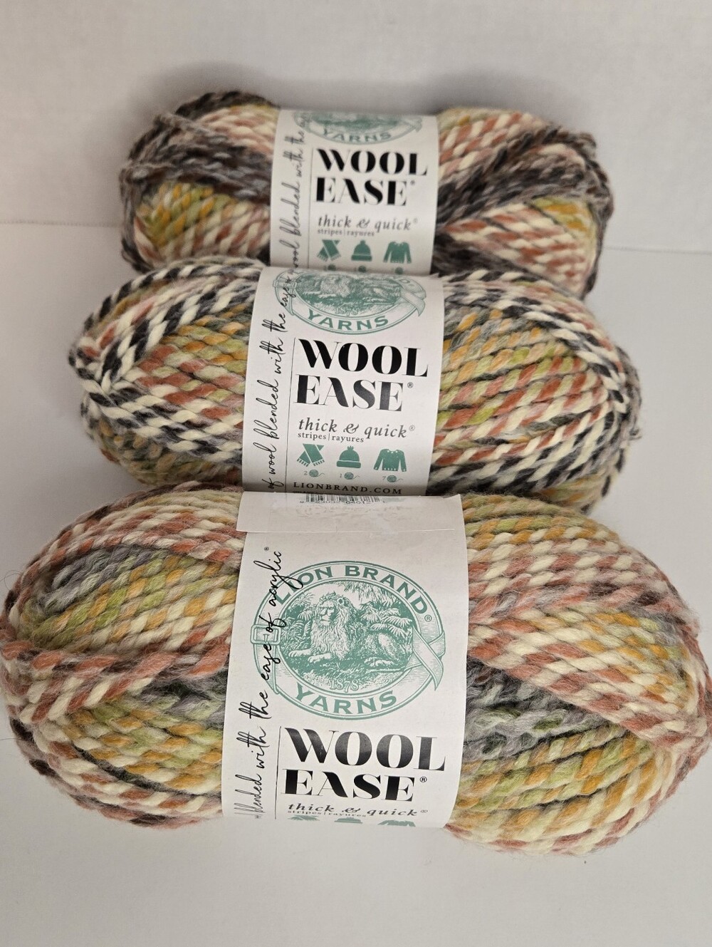 Lion Brand Yarns Wool Ease Thick & Quick #612D Coney Island Super Bulky 3 Skeins